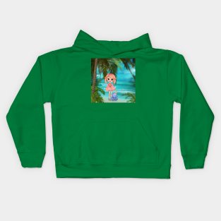 Girl, octopus and ice cream Kids Hoodie